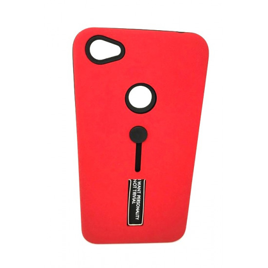 Capa Silicone Dura Kickstand Com Alça De Dedo Xiaomi Redmi Note 5a Vermelho
